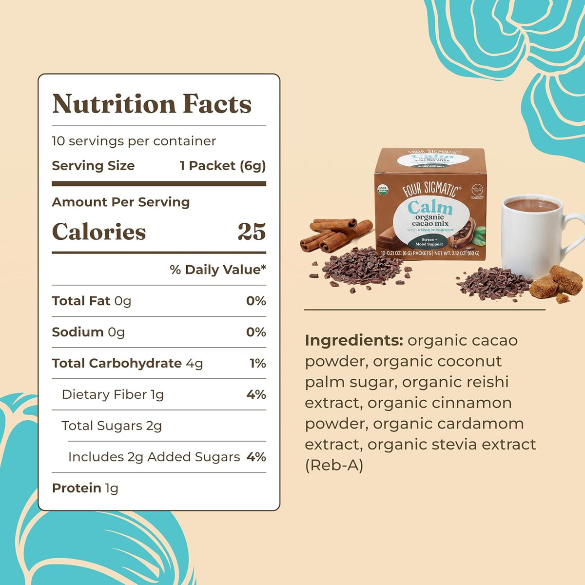 FOUR SIGMATIC Mushroom Cacao With Reishi, 10 ea
