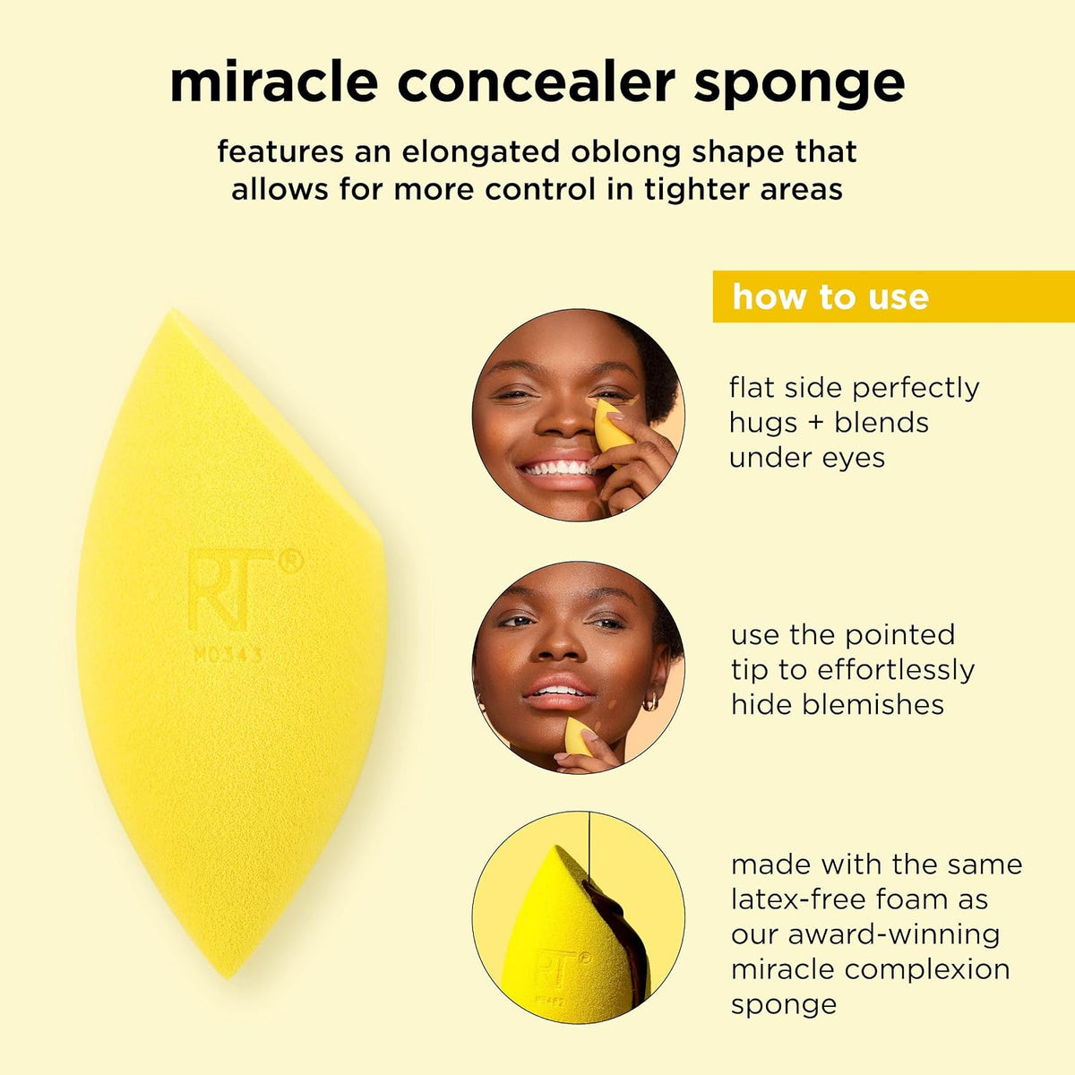 Real Techniques Miracle Concealer Sponge Makeup Blending Sponge for Liquid & Cream Concealer 2 Count