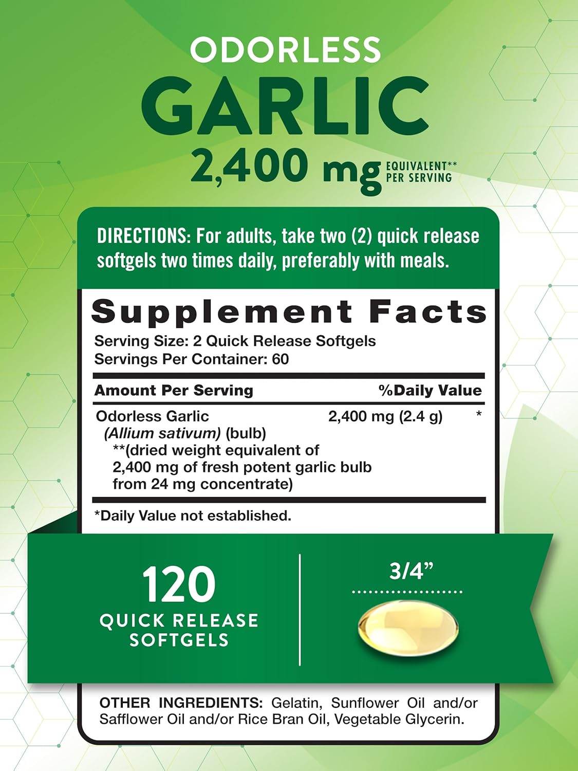 Nature's Truth High Strength Odorless Garlic, 1200 mg, Softgels, 120 ea - OTC Shoppe Express