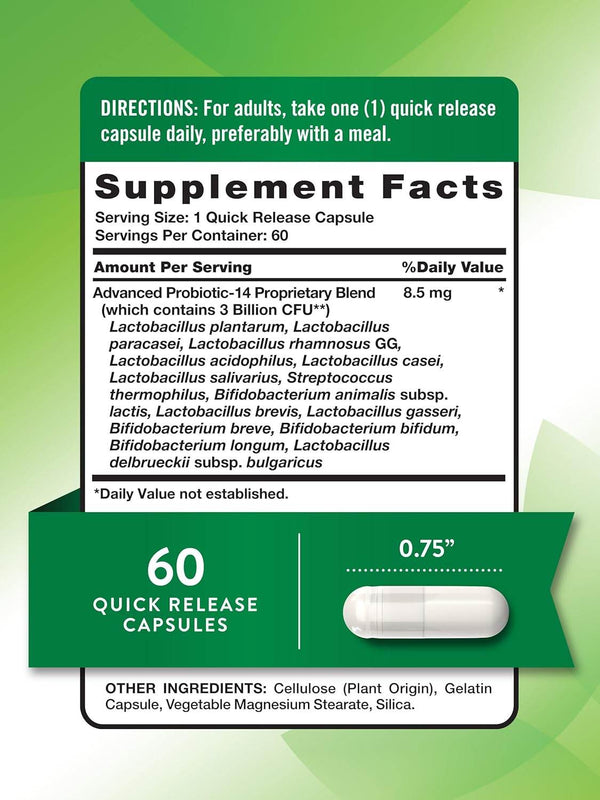 Nature's Truth Advanced Probiotic-10, Quick Release Capsules, 60 ea - OTC Shoppe Express