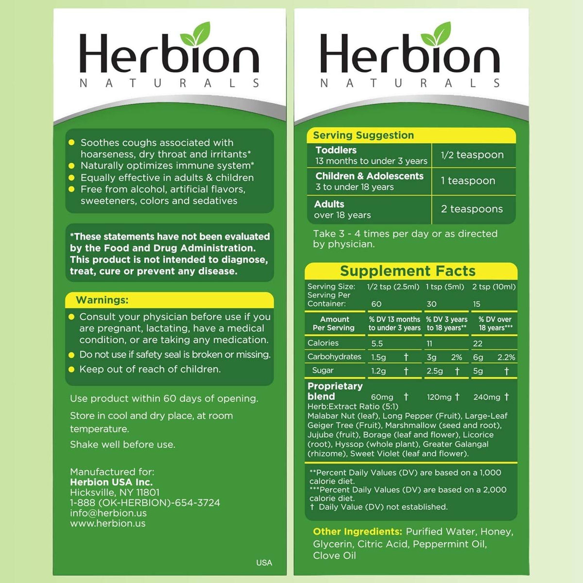 Herbion Naturals Throat Syrup, 5 oz - OTC Shoppe Express