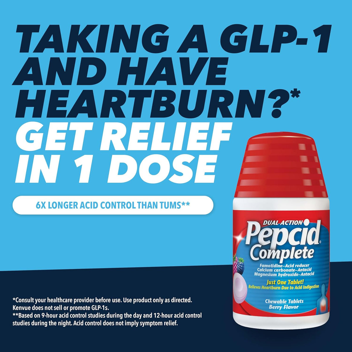 Pepcid Complete Acid Reducer + Antacid Chews, 10mg Famotidine, Mint, 25 Ct