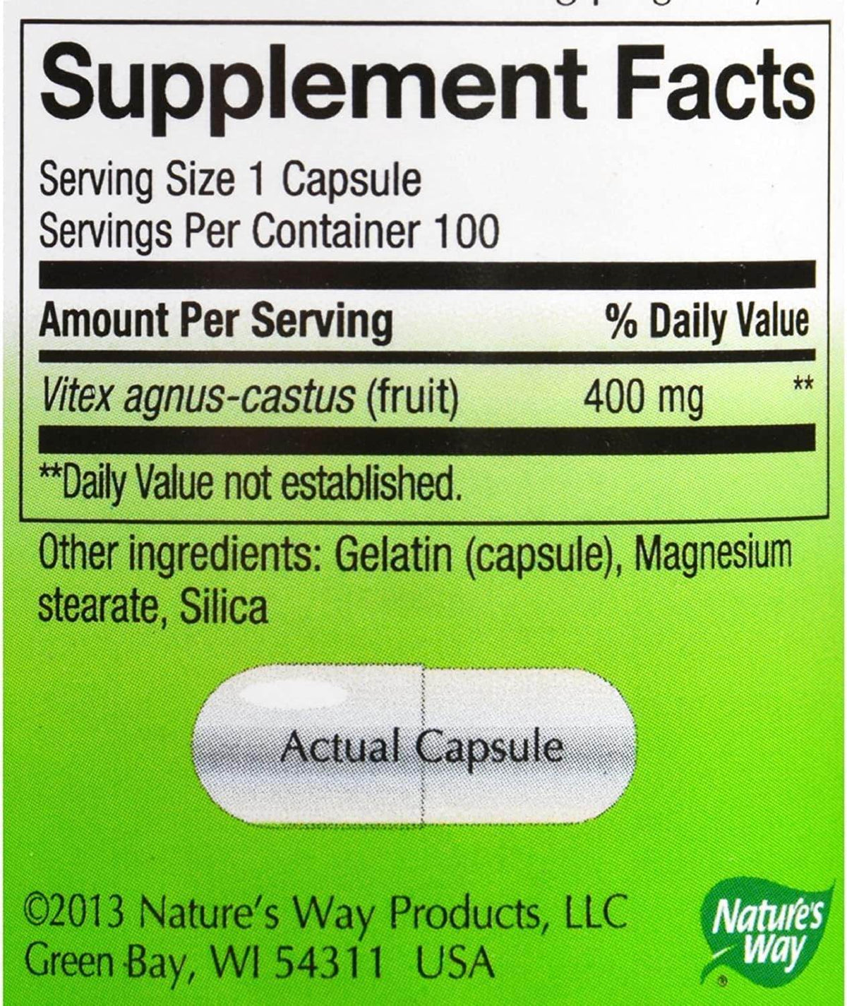 Nature's Way Vitex Fruit, 400 mg, Capsules, 100 ea - OTC Shoppe Express