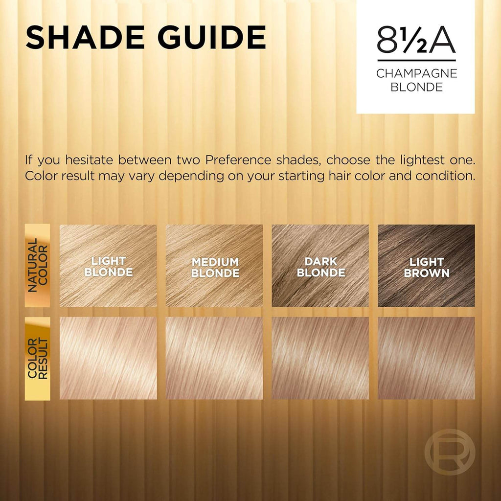 L'Oreal Paris Hair Color, Champagne Blonde 8 1/2A, 1 kit - OTC Shoppe Express