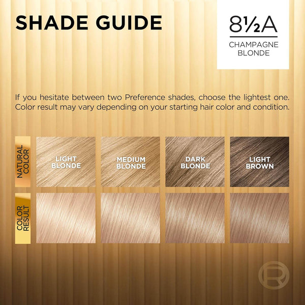 L'Oreal Paris Hair Color, Champagne Blonde 8 1/2A, 1 kit - OTC Shoppe Express