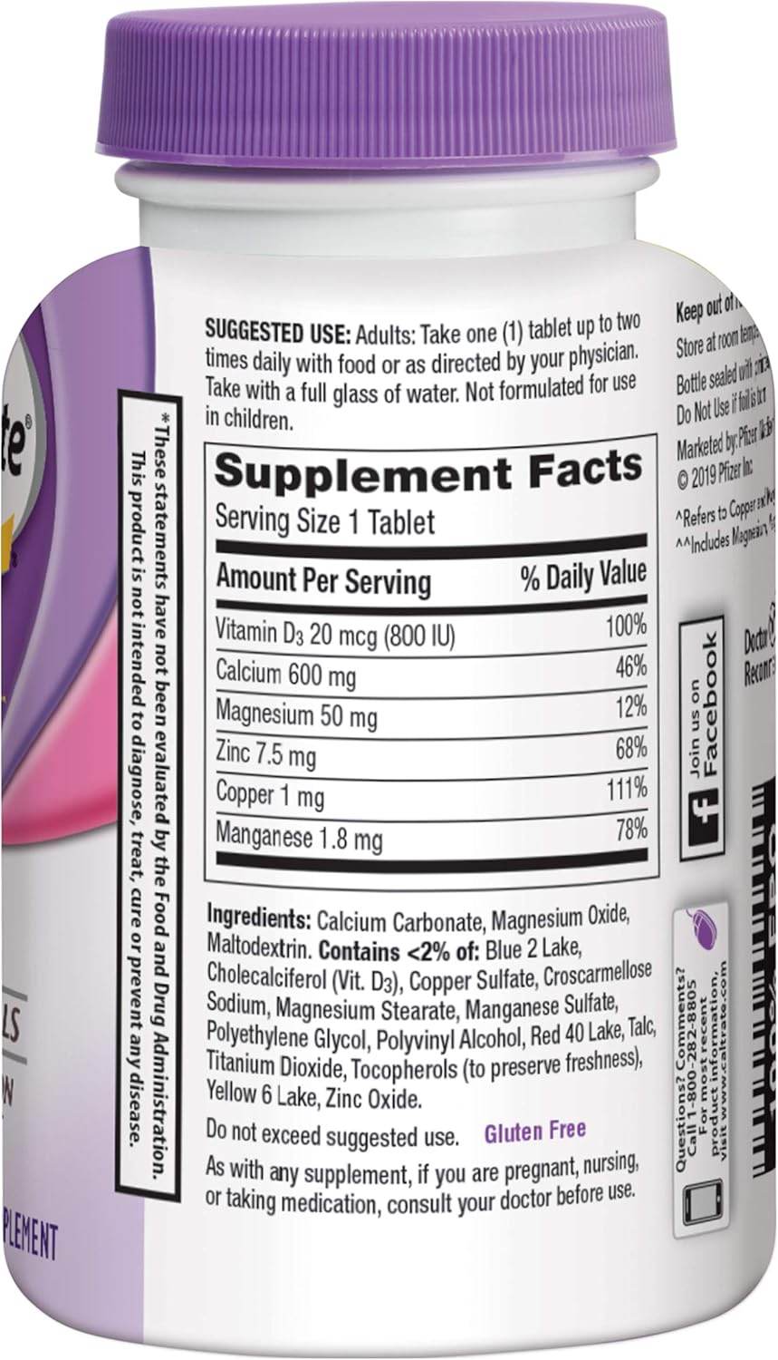 Caltrate Calcium Supplement, 600+D Plus Minerals, Tablets, 120 ea - OTC Shoppe Express