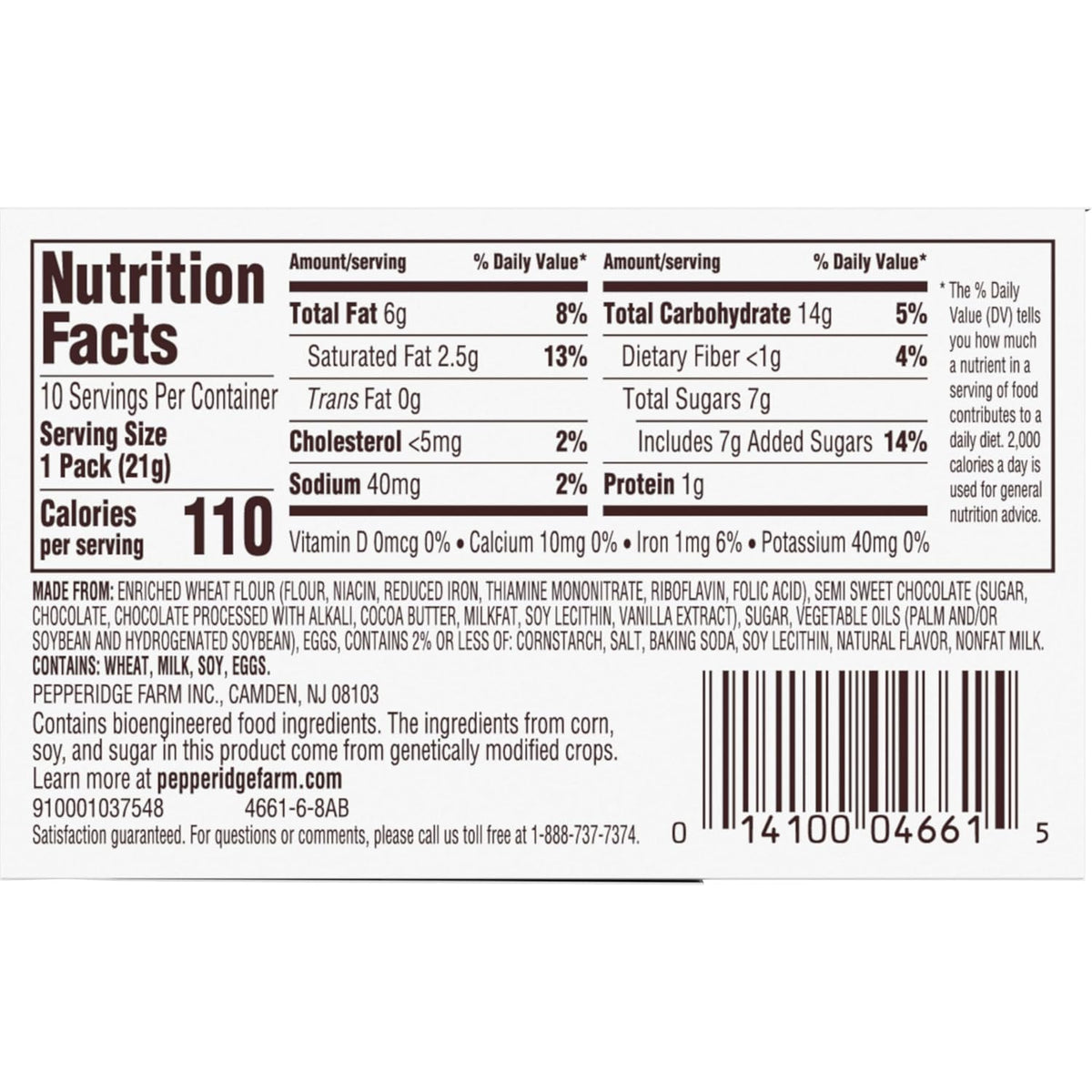 Pepperidge Farm Milano Dark Chocolate Snack Packs, 10 Count 0.75 Oz