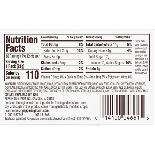 Pepperidge Farm Milano Dark Chocolate Snack Packs, 10 Count 0.75 Oz