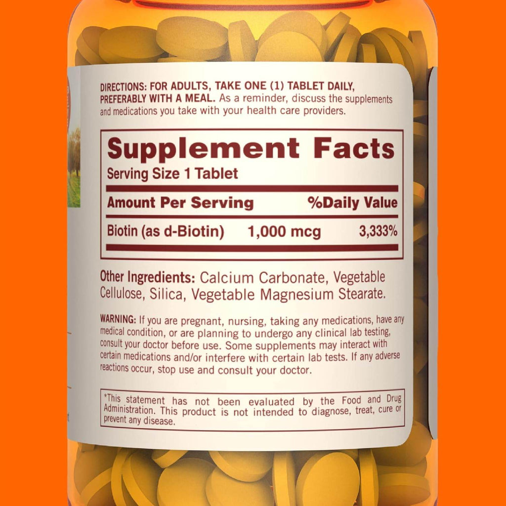 Sundown Naturals Biotin, 1000 mcg, Tablets, 120 ea - OTC Shoppe Express