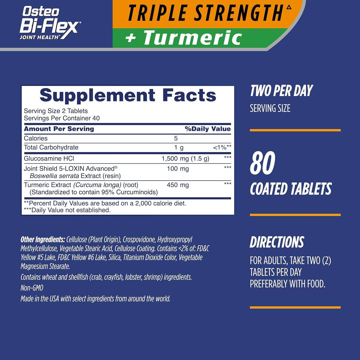 Osteo Bi-Flex Herbal Formula With Turmeric, Vegetarian Capsules, 80 ea - OTC Shoppe Express