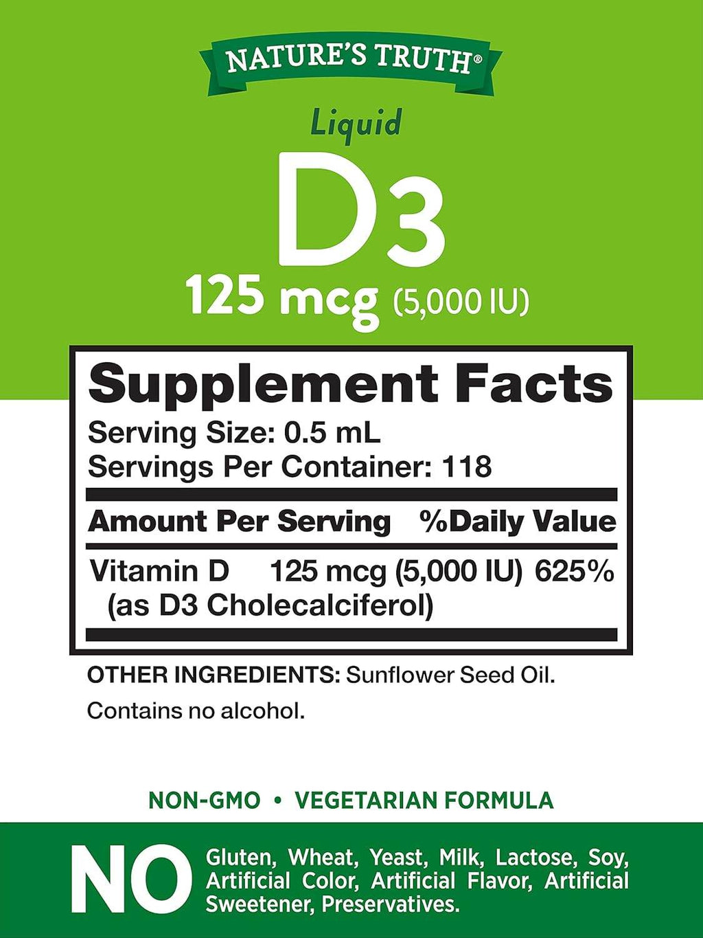 Nature's Truth Liquid D3, 125 mcg (5000 IU), 2 oz - OTC Shoppe Express