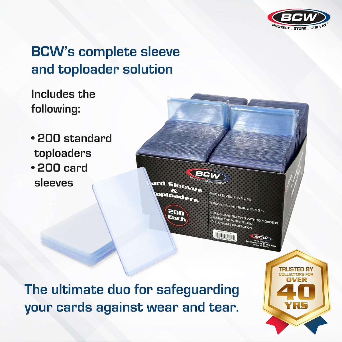 BCW Card Sleeves and Top Loaders Combo Standard 20 Pt 200 Count