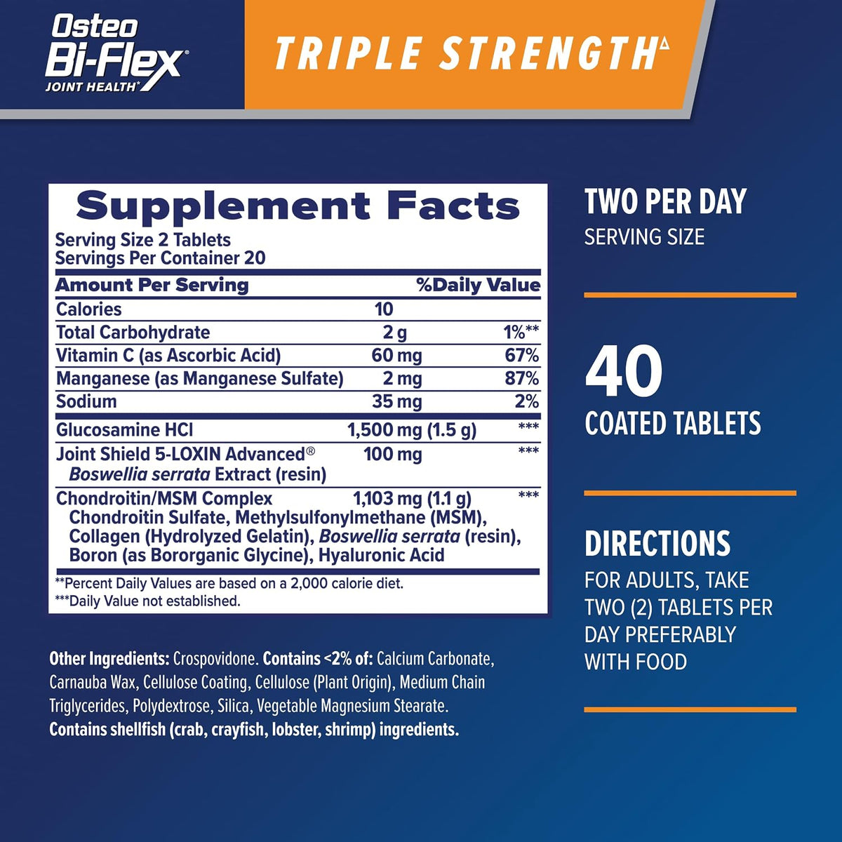 Osteo Bi-Flex Triple Strength Glucosamine Chondroitin Supplement, 40 Ct