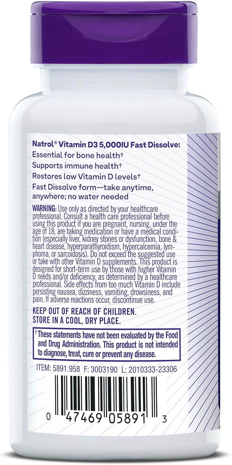 Natrol Vitamin D3, 5000 IU, Fast Dissolve Tablets, Strawberry, 90 ea - OTC Shoppe Express