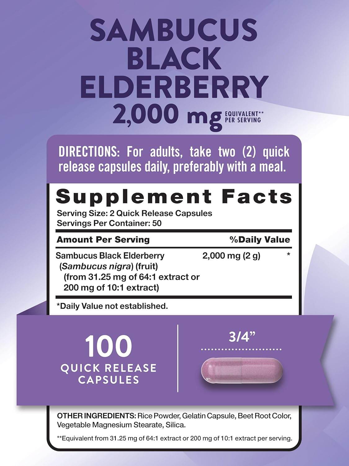 Nature's Truth Sambucus Black Elderberry, 1000 mg, Capsules, 100 ea - OTC Shoppe Express