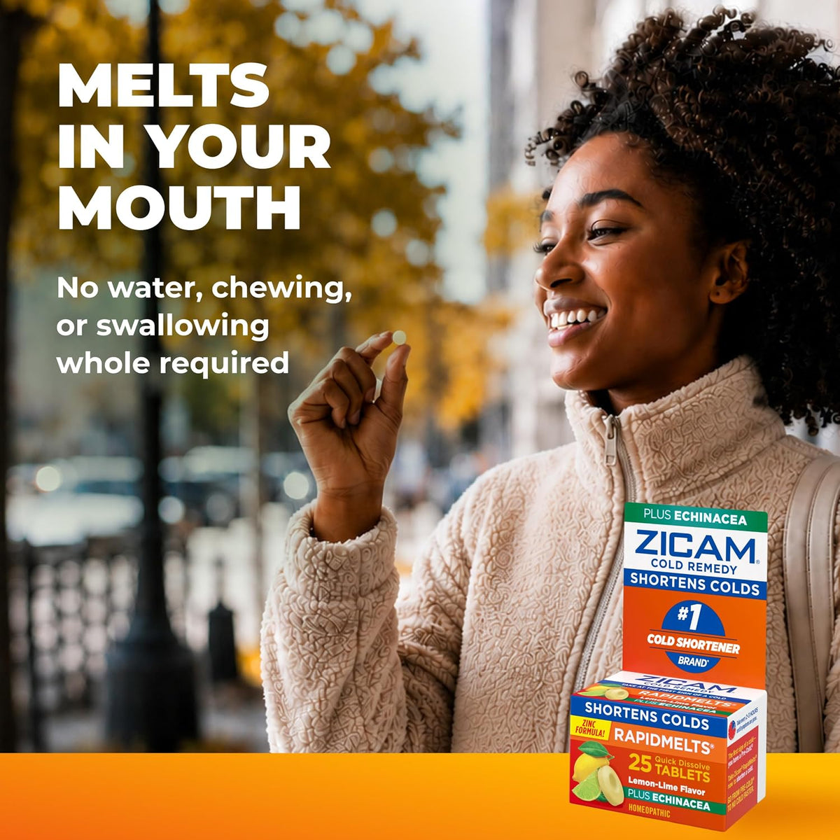 Zicam Cold Remedy RapidMelts Plus Echinacea, Lemon Lime Flavor, 25 Count