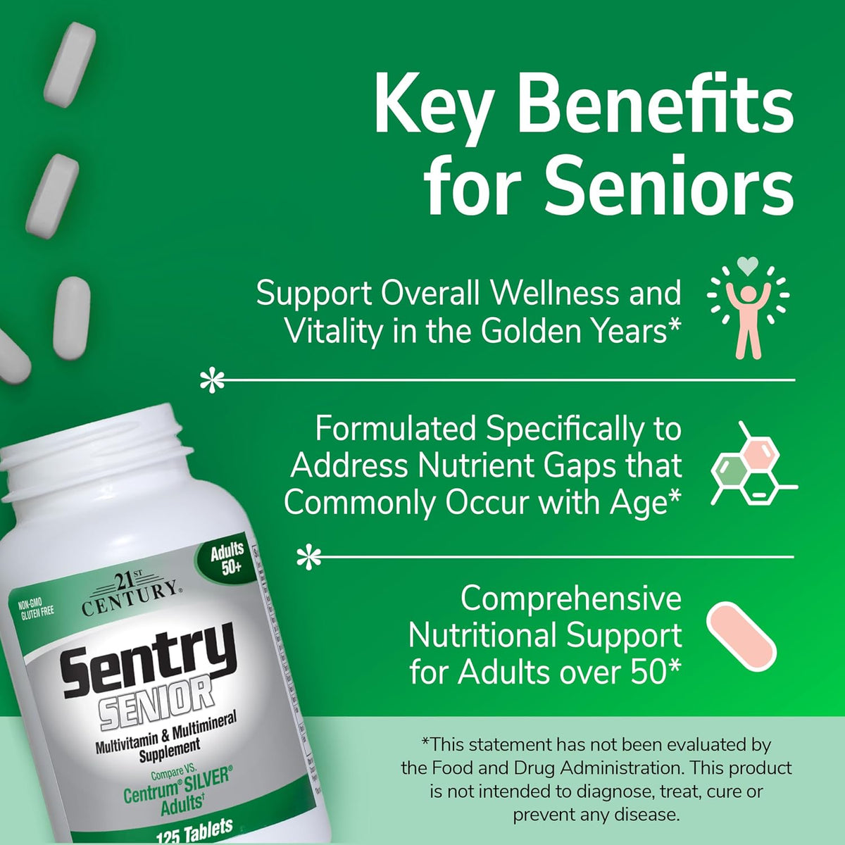 21st Century Sentry Senior Multivitamin Tablets, 125-Count