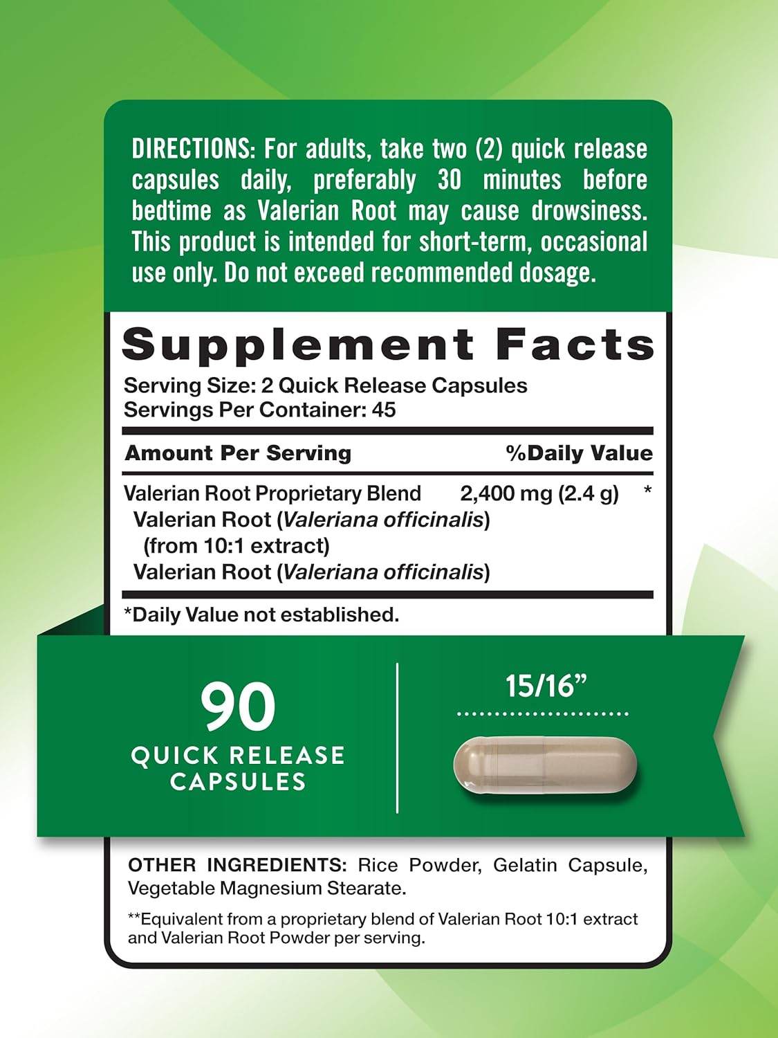 Nature's Truth Valerian Root, 1200 mg, Quick Release Capsules, 90 ea - OTC Shoppe Express