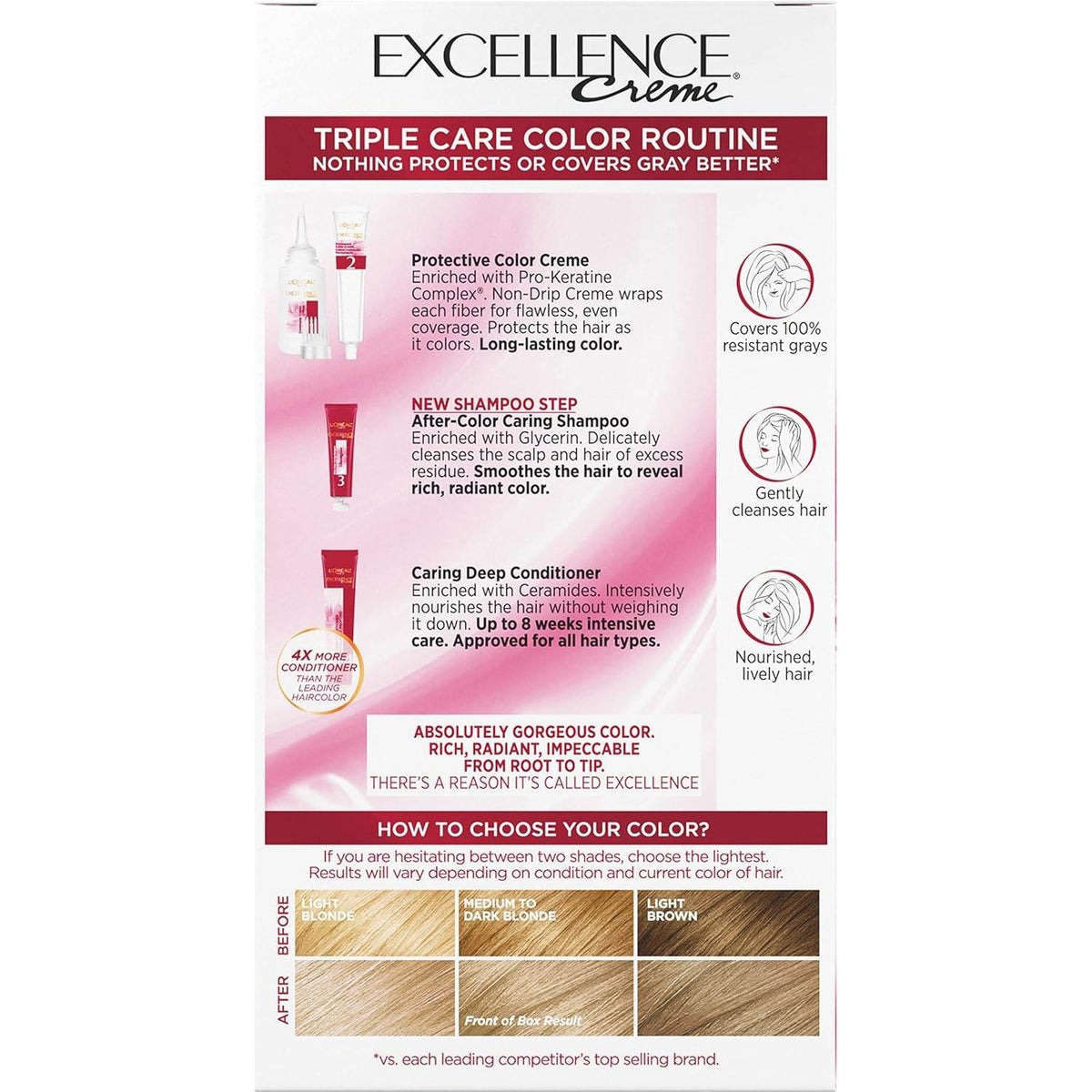 L'Oreal Paris Excellence Creme Hair Color, Blonde 8 1/2 A, 1 kit - OTC Shoppe Express