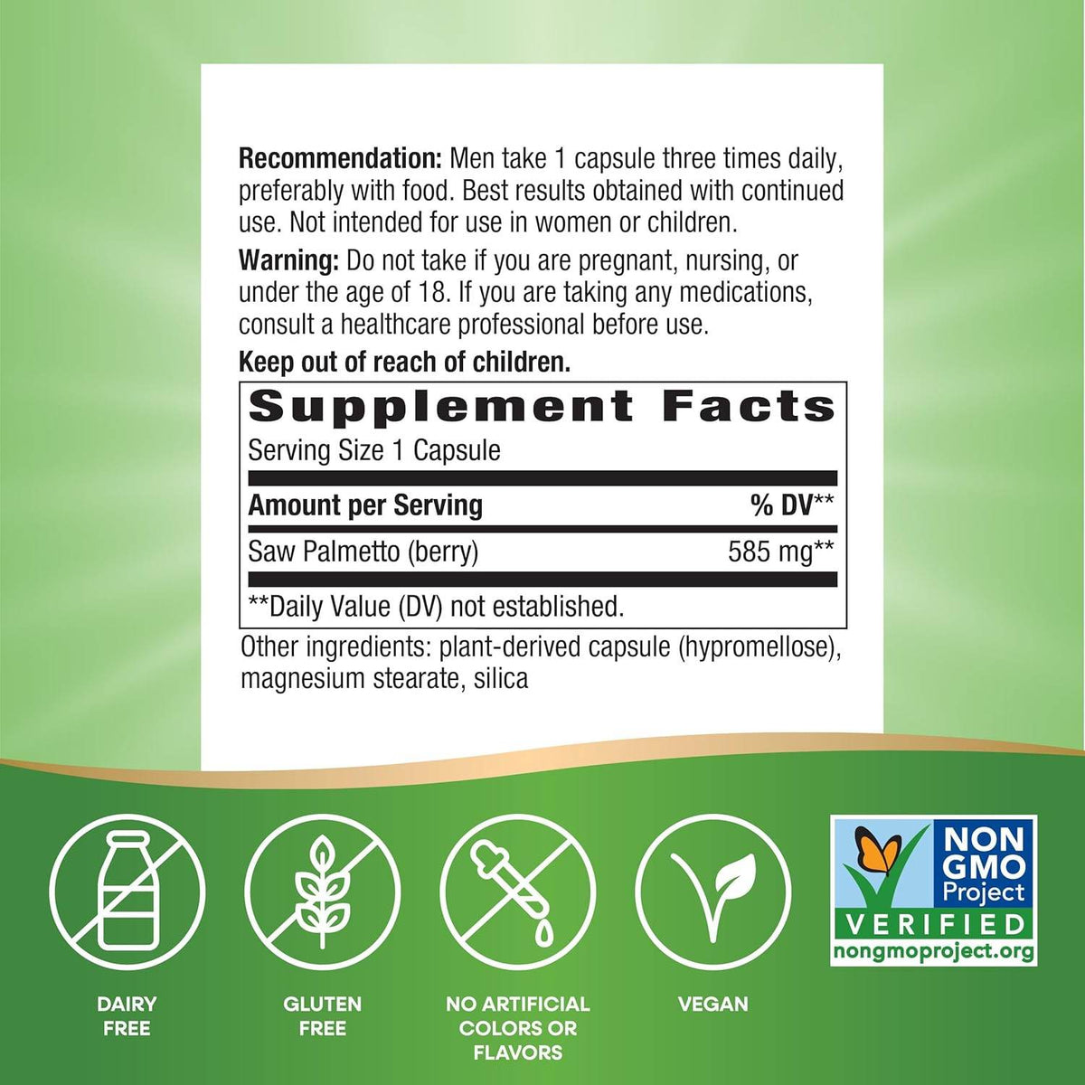Nature's Way Saw Palmetto Berries, 585 mg, Capsules, 100 ea - OTC Shoppe Express
