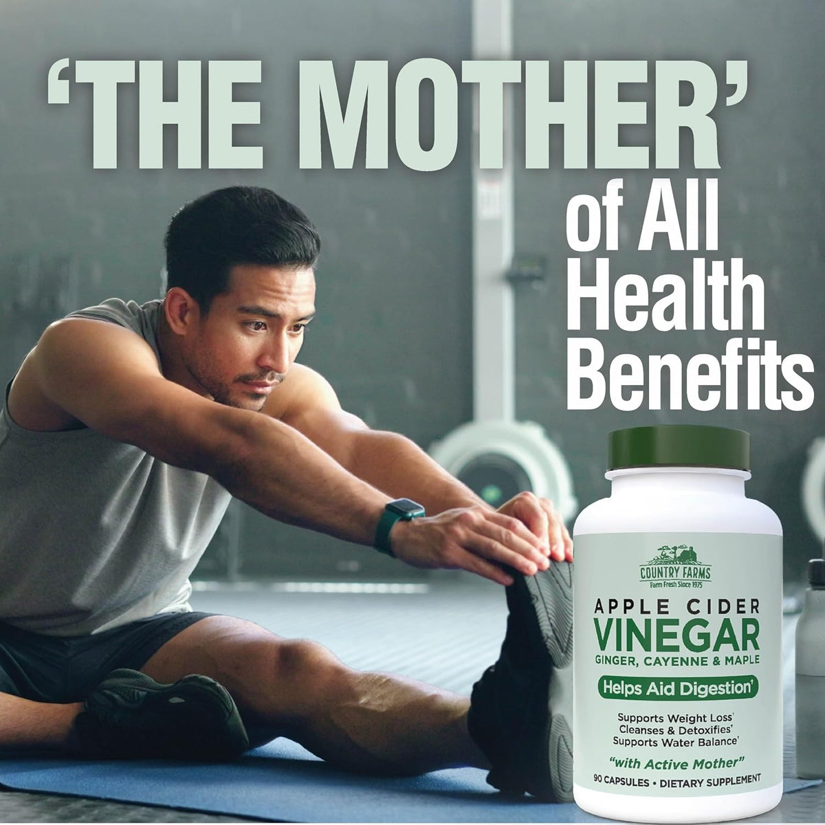 Country Farms Apple Cider Vinegar Capsules, with Ginger, Cayenne and Maple, Helps Aid Digestion, Supports Healthy Weight Loss, Cleanses