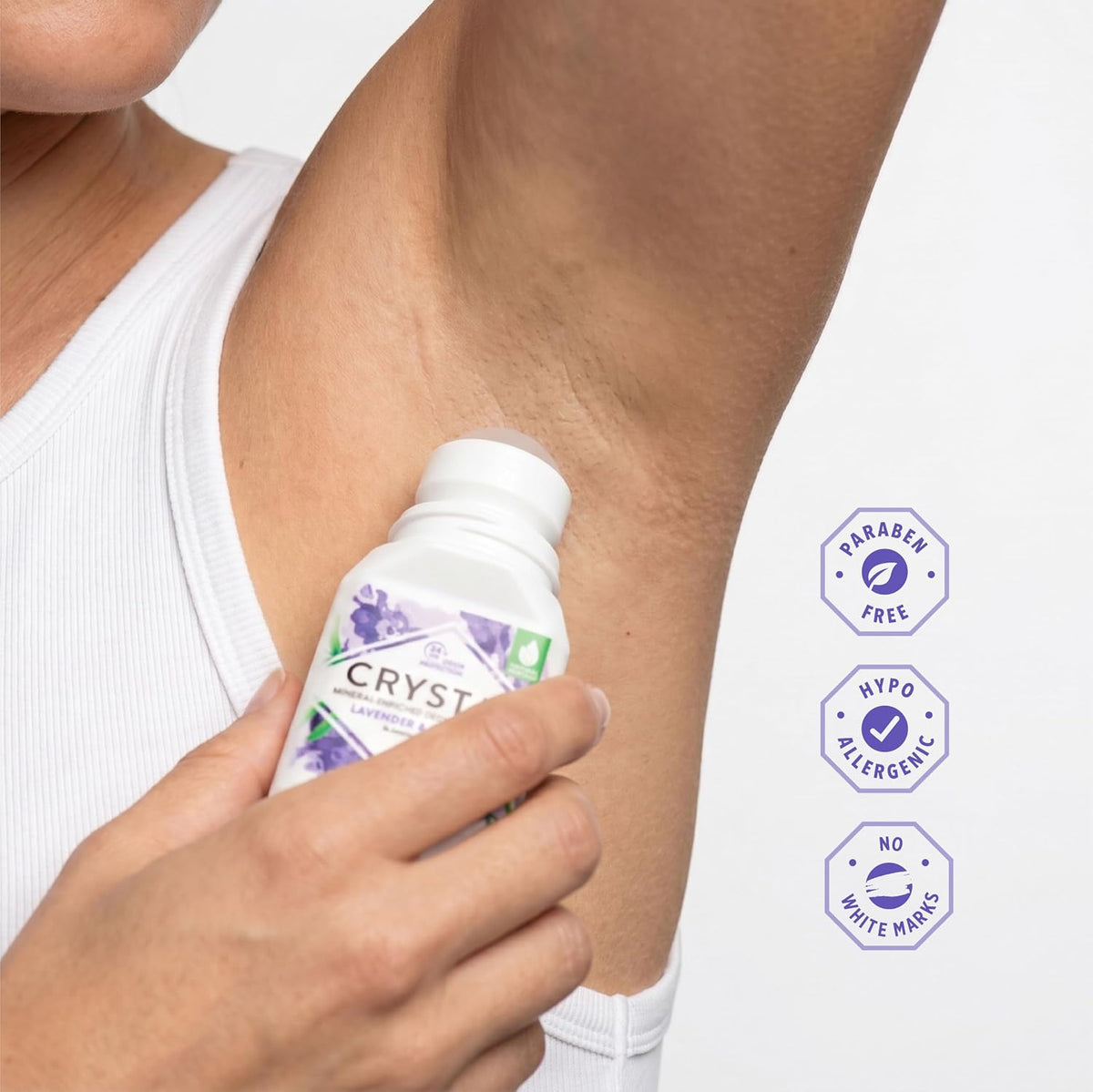 Crystal Mineral Deodorant Roll-On, Lavender & White Tea, Purple, 2.25 Fl Oz