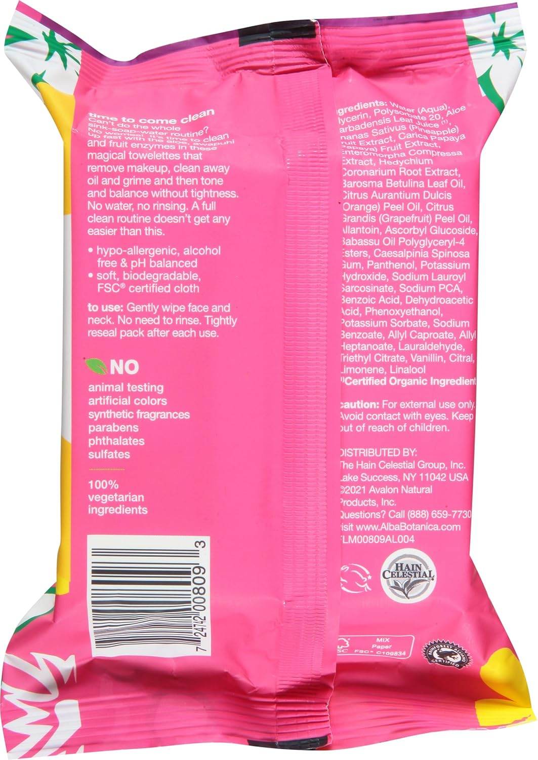 Alba Botanica Hawaiian 3-in-1 Clean Towelettes, Pineapple Enzyme, 30 ea - OTC Shoppe Express