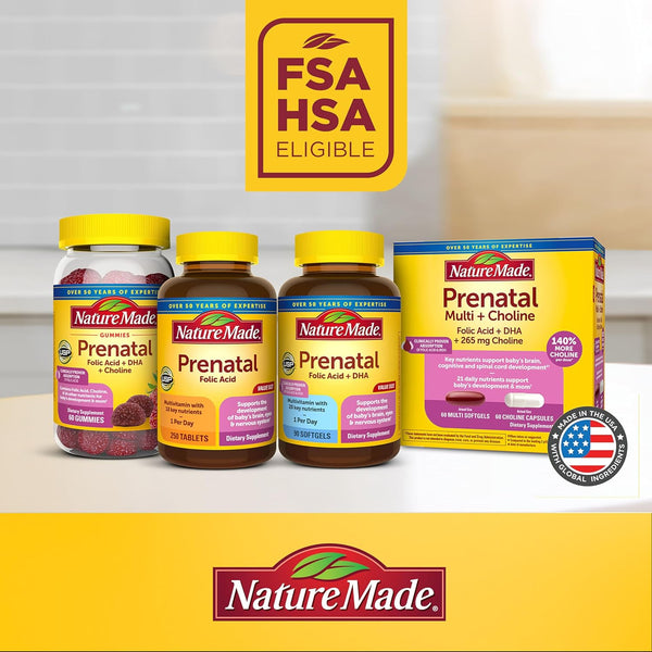 Nature Made Prenatal Vitamins for Women with Folic Acid + DHA, 90 Softgels