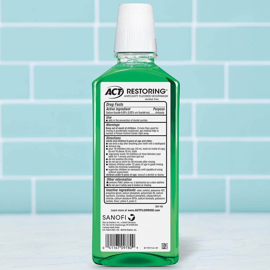ACT Restoring Anticavity Fluoride Mouthwash, Mint Burst, 18 oz - OTC Shoppe Express