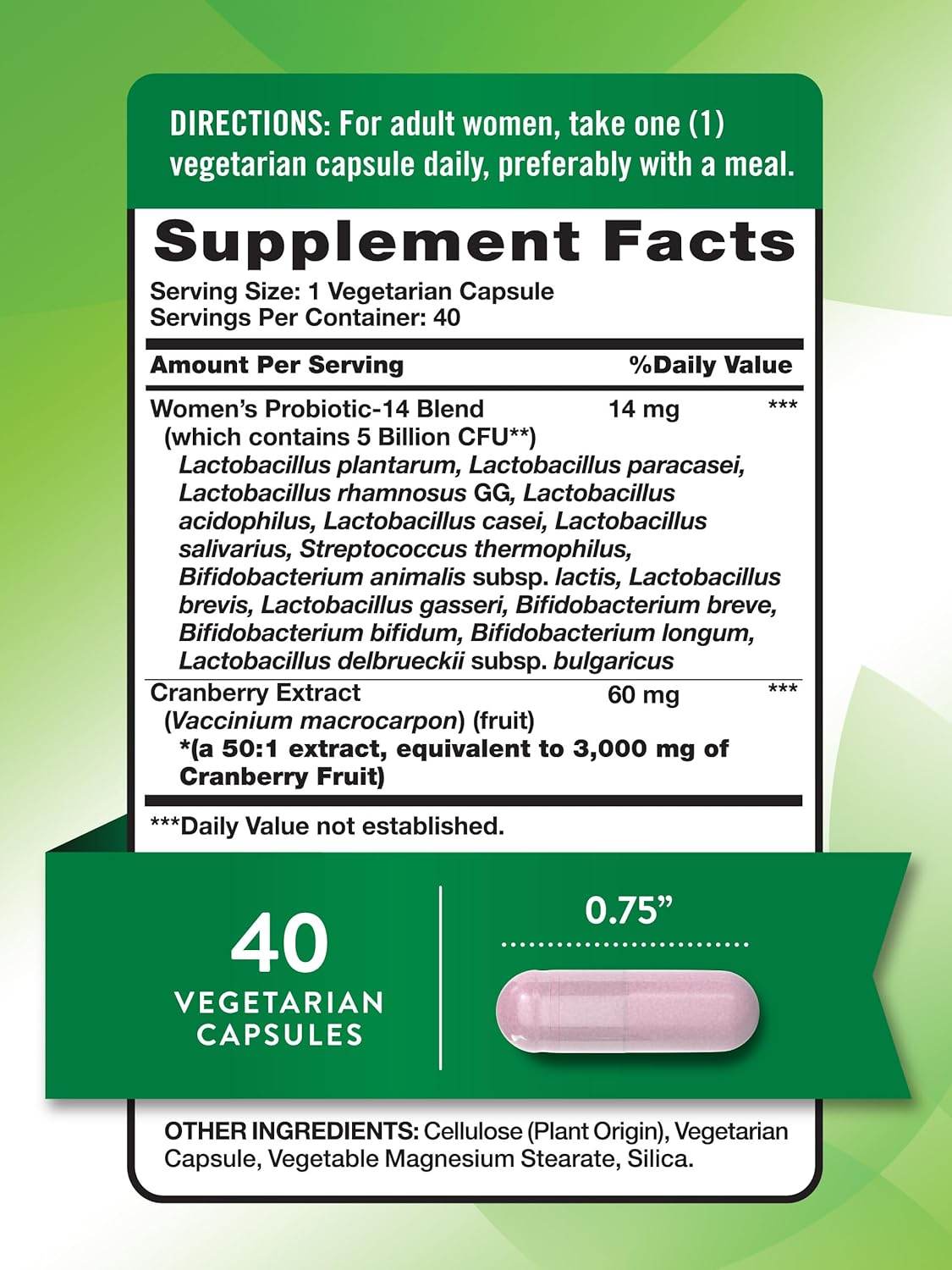 Nature's Truth Women's Probiotic + Cranberry, Vegetarian Capsules, 40 ea - OTC Shoppe Express