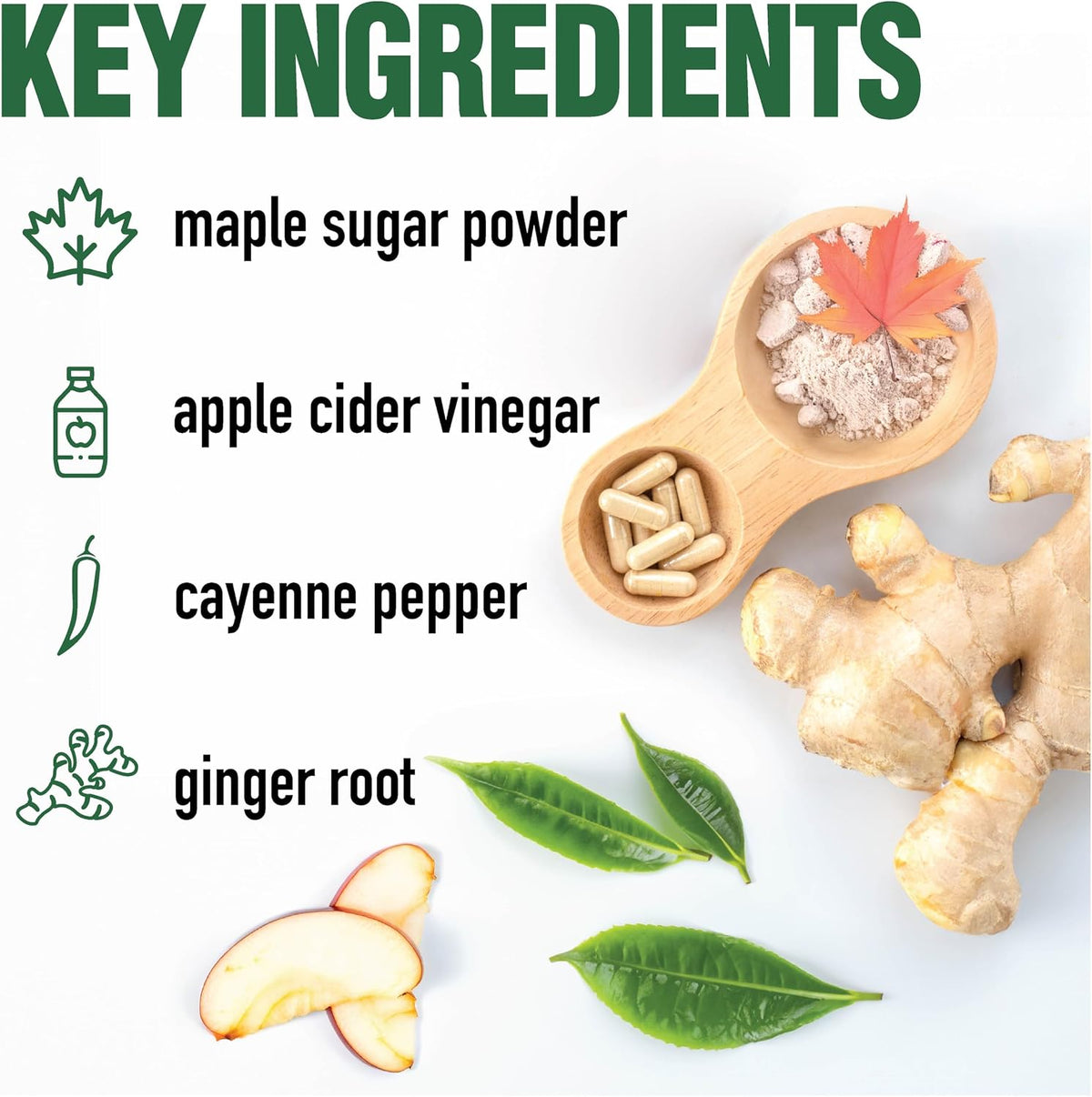 Country Farms Apple Cider Vinegar Capsules, with Ginger, Cayenne and Maple, Helps Aid Digestion, Supports Healthy Weight Loss, Cleanses