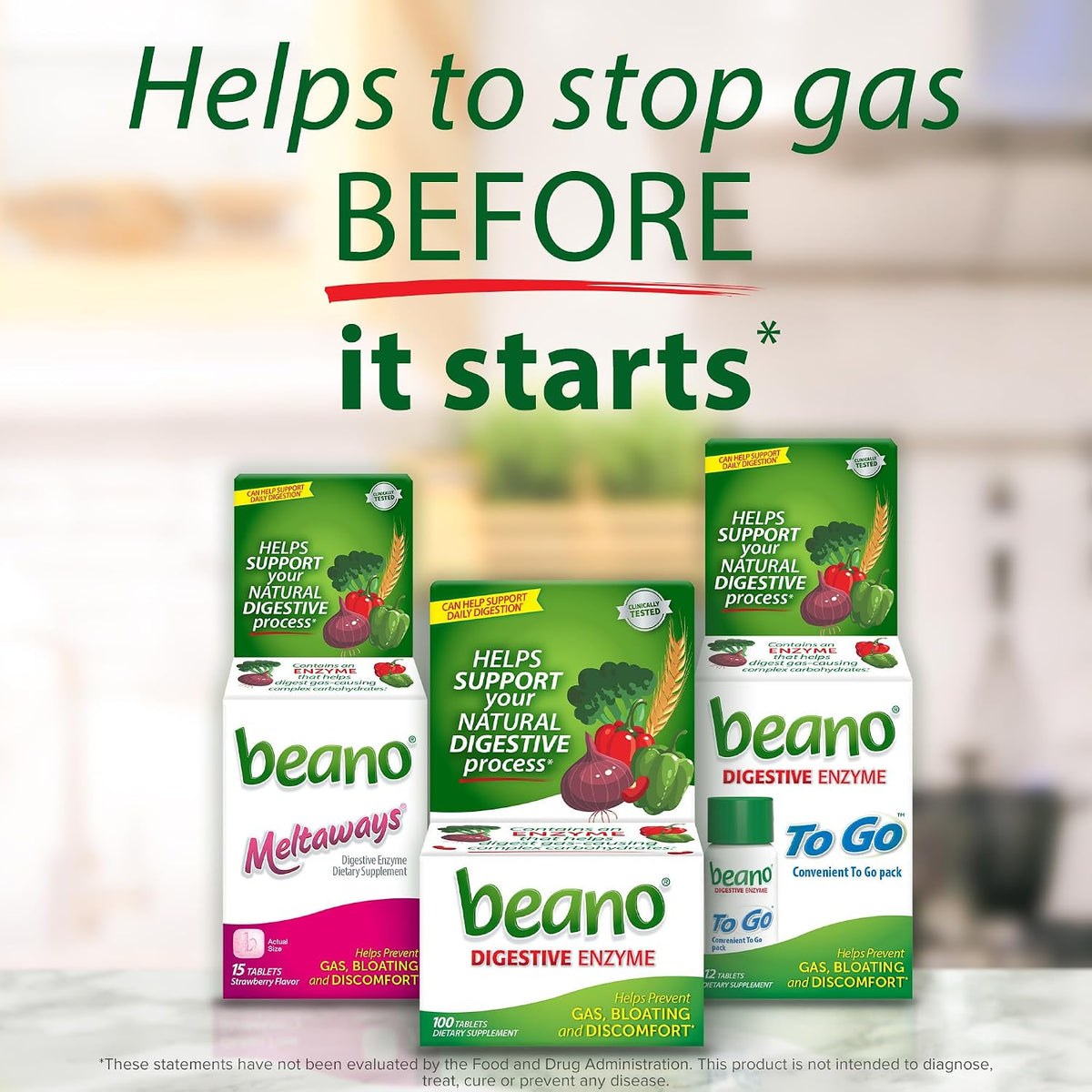 Beano Digestive Enzyme, Helps Prevent Gas & Bloating, 100 Tablets