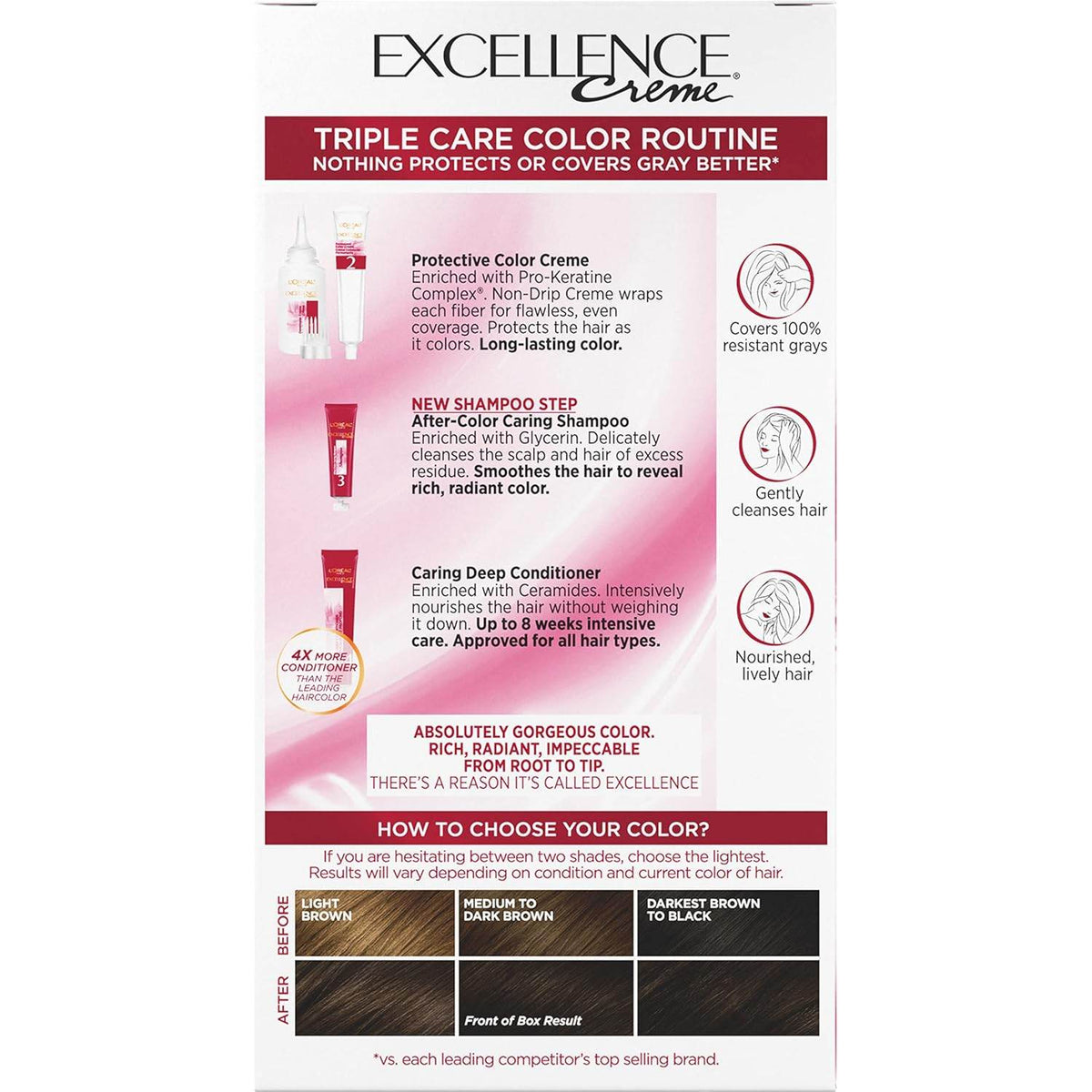 L'Oreal Paris Excellence Crème Triple Protection, Dark Brown 4, 1 ea - OTC Shoppe Express