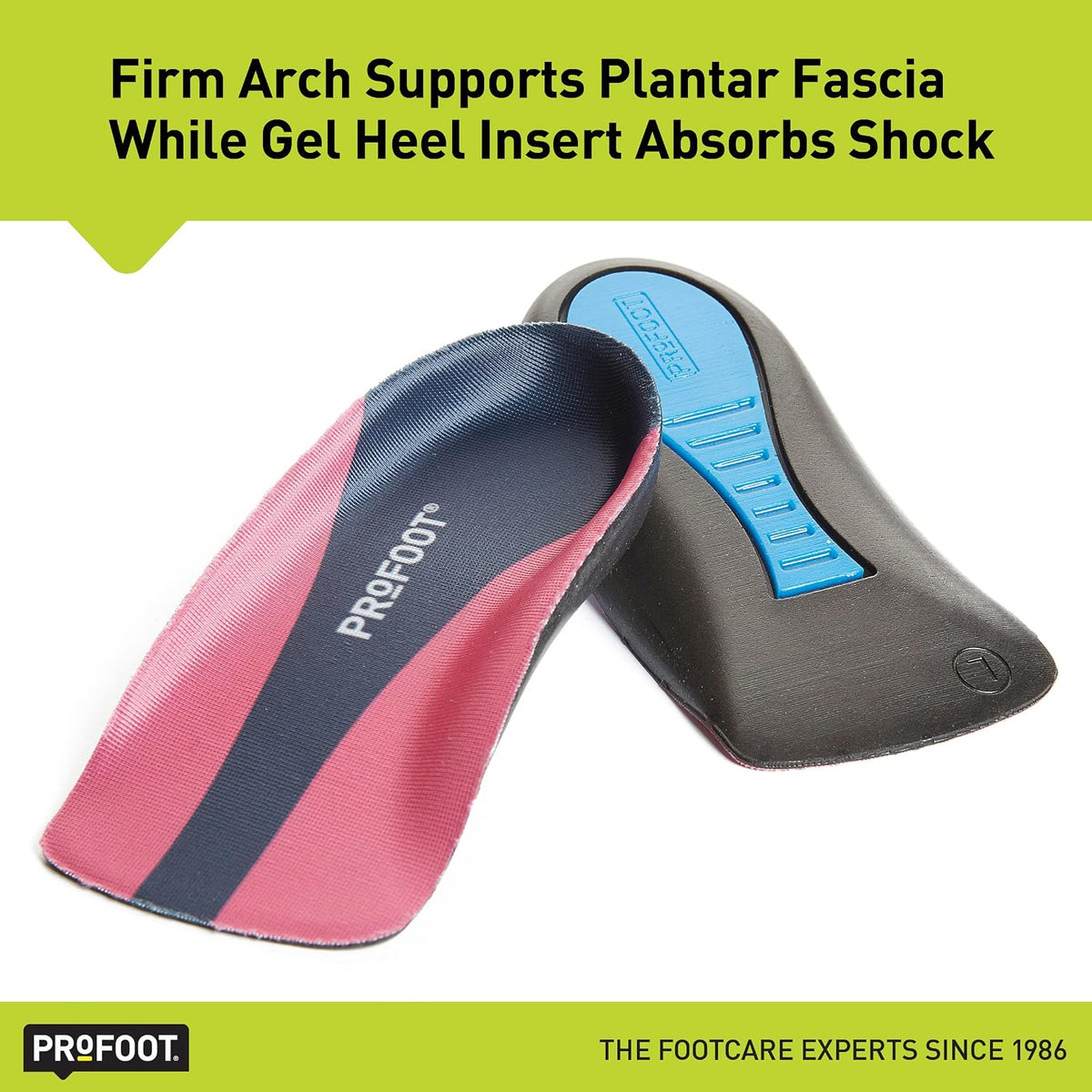 PROFOOT Plantar Fasciitis Orthotic Insoles for Women (Sizes 6-10) – Gel Shoe Inserts for Instant Heel Pain Relief and Arch Support – 1 Pair of Heel