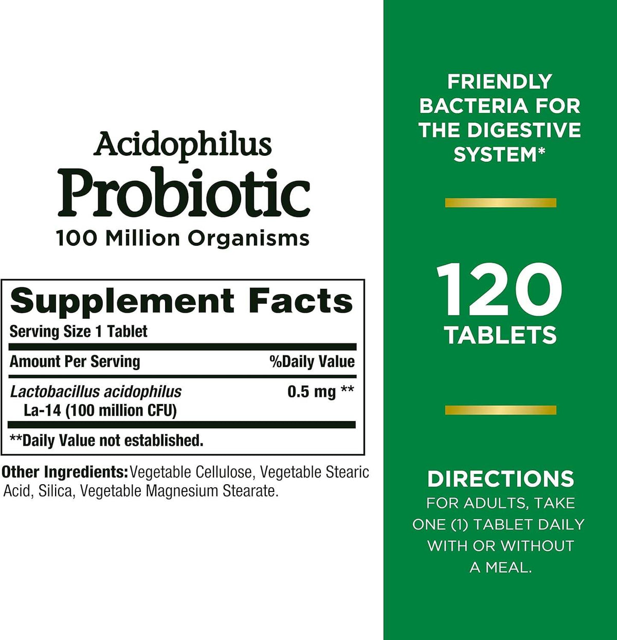 Nature's Bounty Natural Acidophilus Dietary Supplement, 120 ea - OTC Shoppe Express
