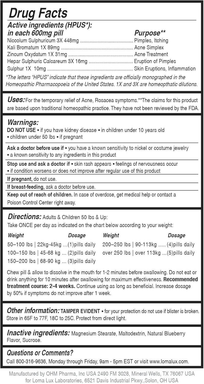 LomaLux Laboratories Acne Pill, Tablets, Natural Berry, 60 ea - OTC Shoppe Express