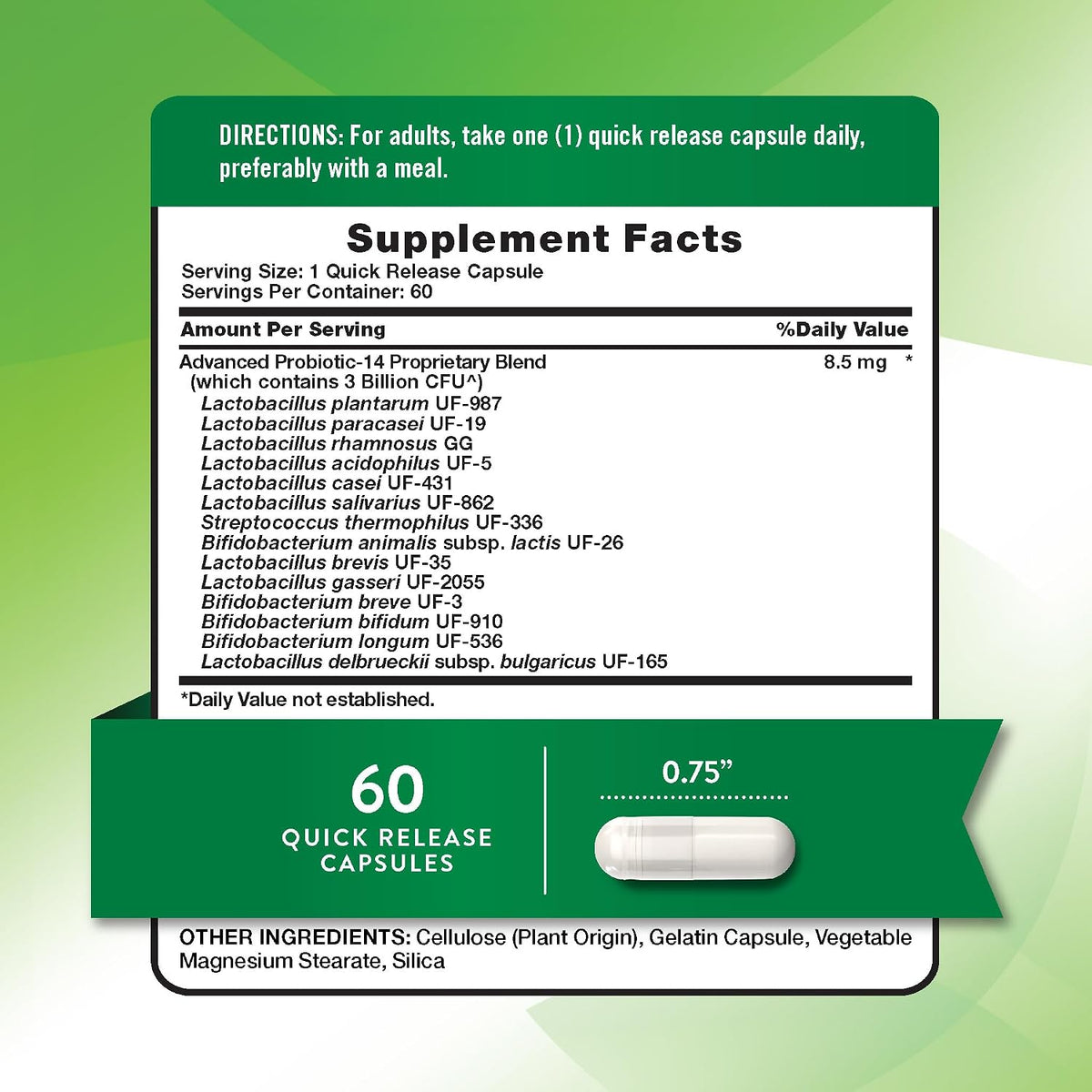 Nature's Truth Probiotics Capsules | 3 Billion CFU | 60 Count