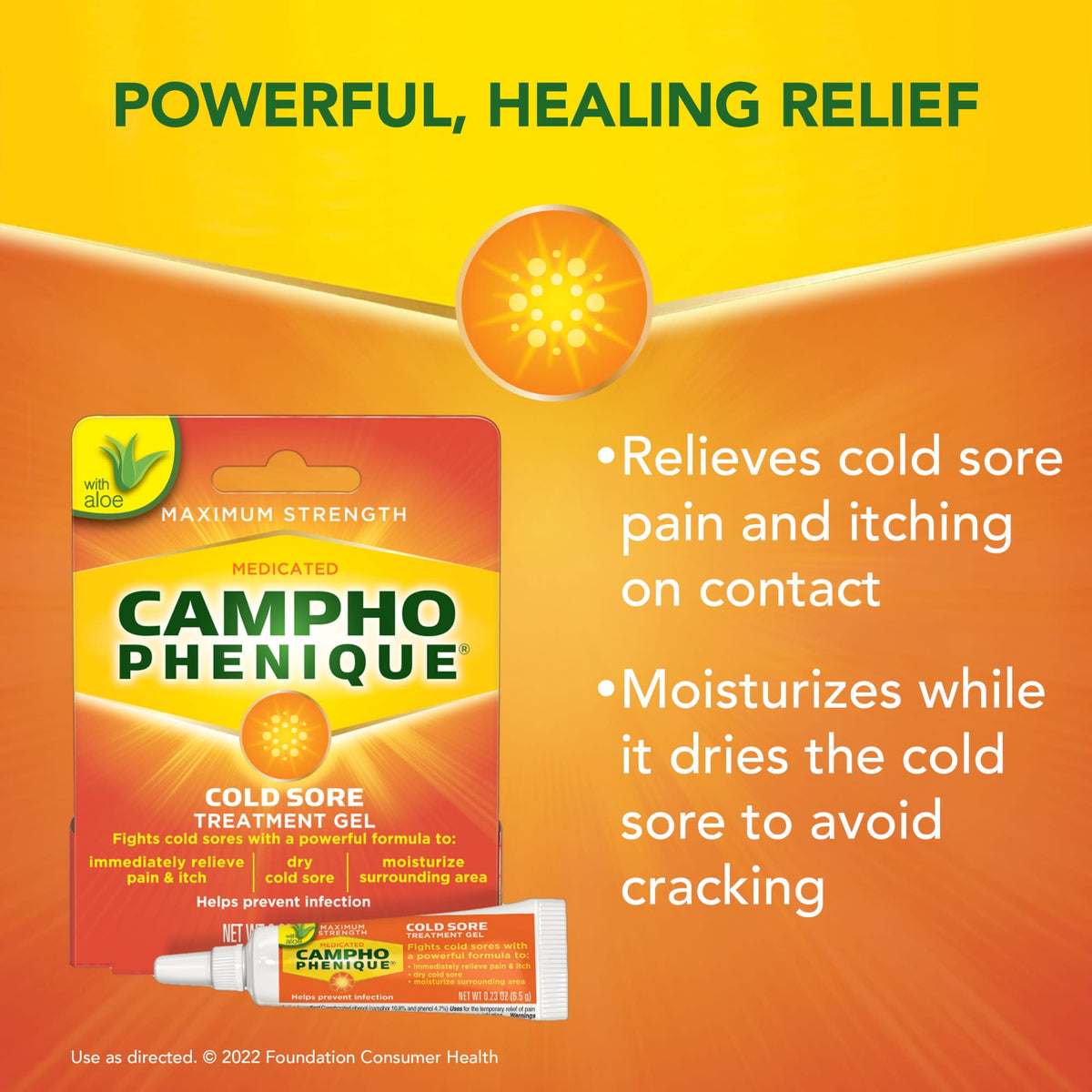 Campho Phenique Cold Sore and Fever Blister Treatment for Lips, Maximum Strength, 0.23 Oz.