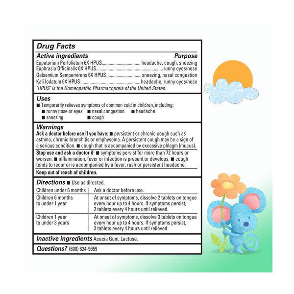 Hyland's Baby Tiny Cough & Cold, 125 Quick-Dissolving Tablets for Colds