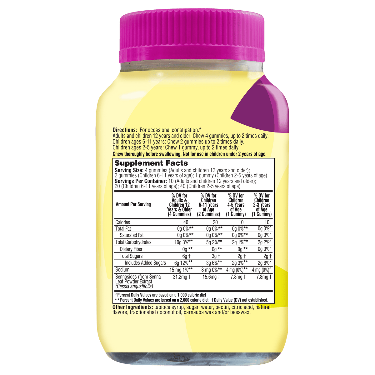 Senokot Dietary Supplement Laxative Gummies, Mixed Berry Flavor, 60 Count