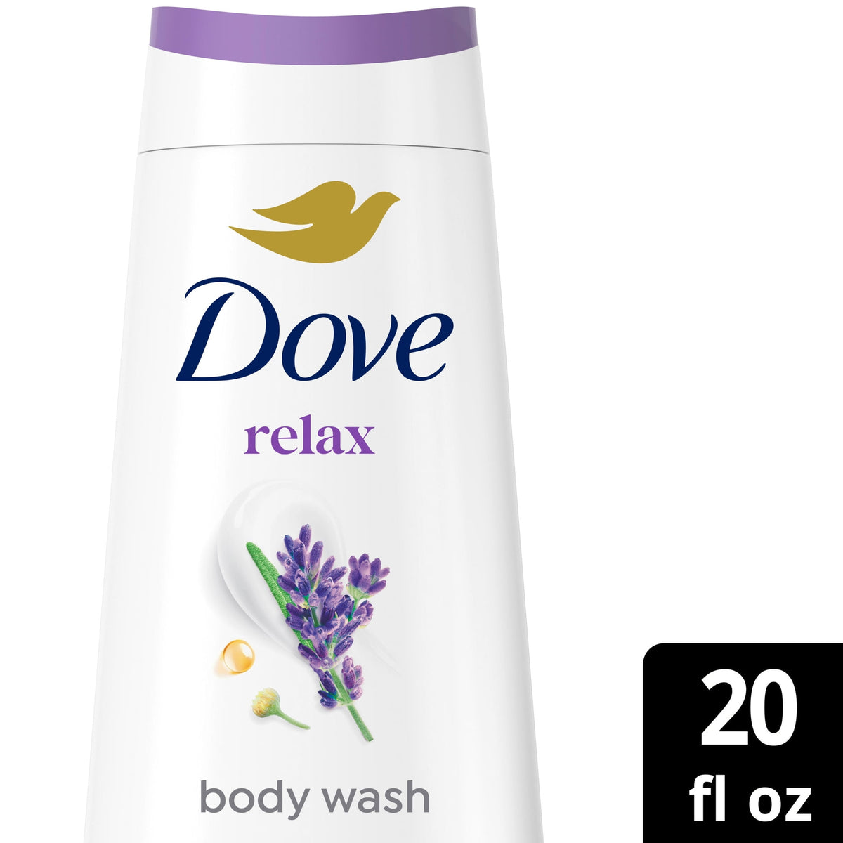 Dove Body Wash For 24hr Lotion-Soft Skin Relax Lavender Oil & Chamomile Moisturizing Skin Cleanser With No Sulfates No Parabens ,20 fl oz