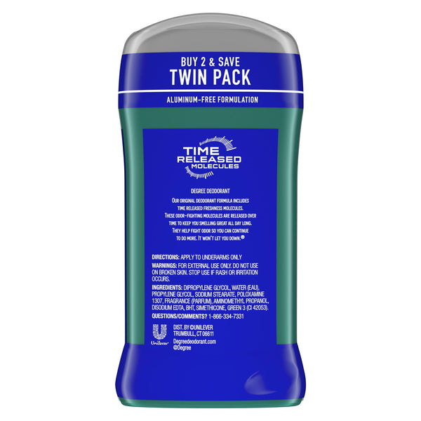 Degree Long Lasting Men's Deodorant Stick Twin Pack, Arctic Edge, 3 oz