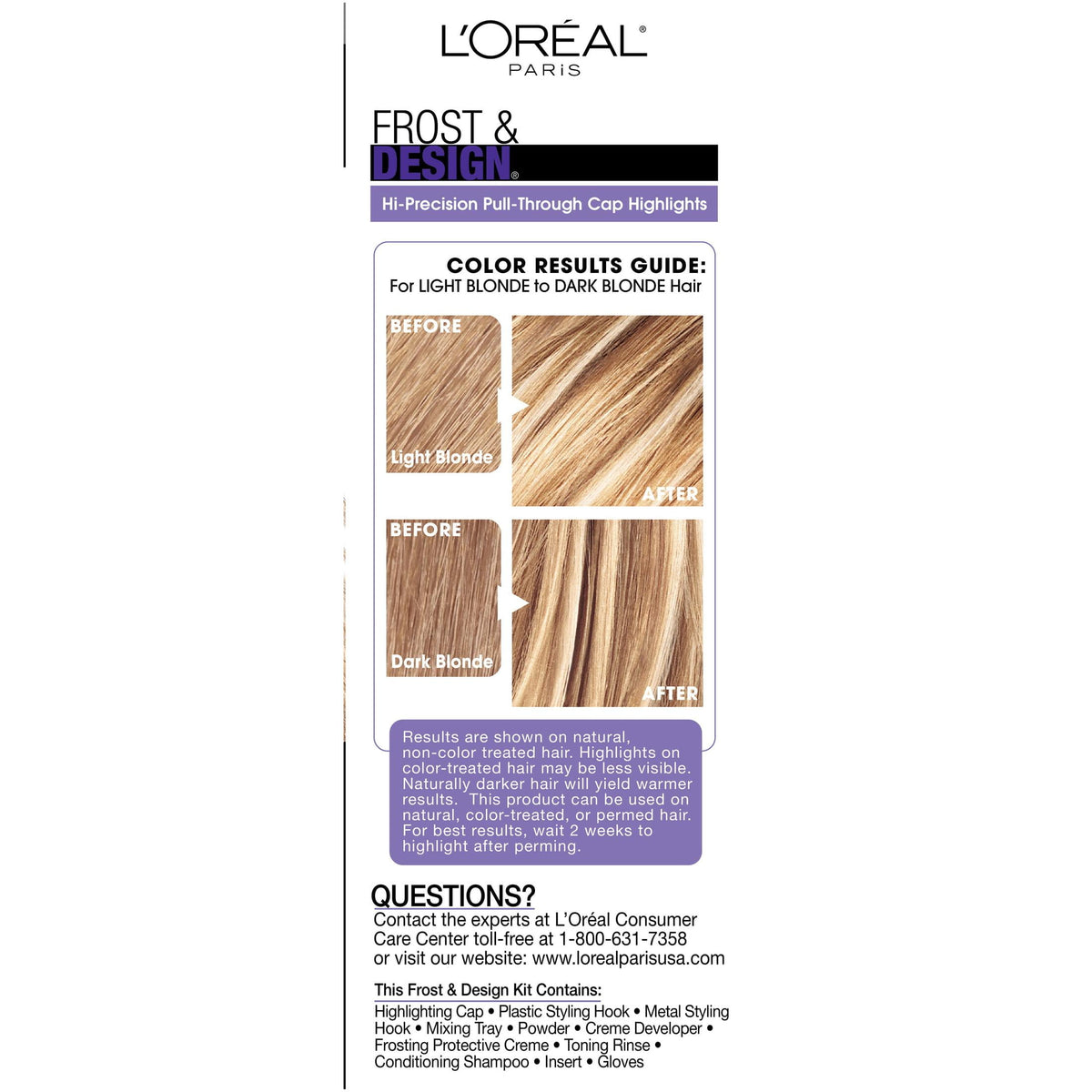 L'Oreal Paris Frost and Design Hair Highlights, H85 Champagne, 1 Kit, Precise