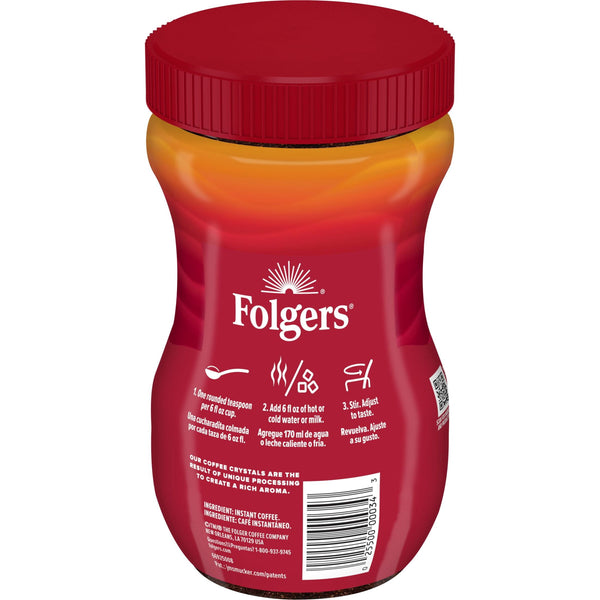 Folgers Classic Roast Instant Coffee, 8 oz Jar