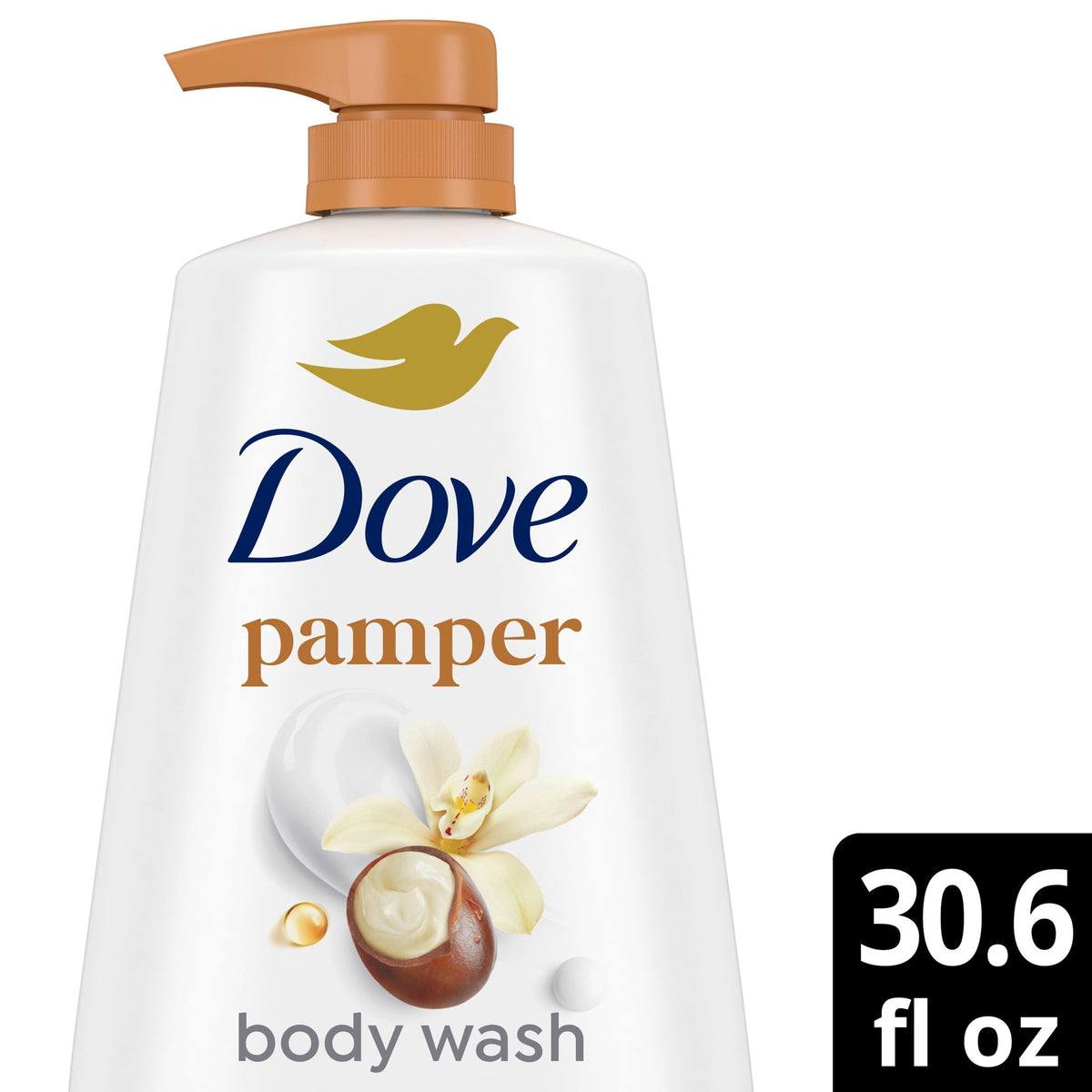Dove Body Wash With Pump For 24hr Lotion-Soft Skin Pamper Shea Butter & Vanilla Moisturizing Skin Cleanser With No Sulfates No Parabens ,30.6 fl oz