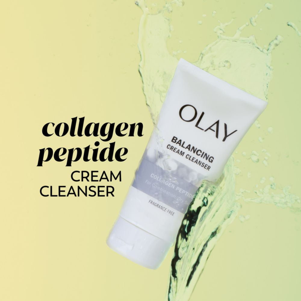 Olay Balance Collagen Peptide 24, Face Wash, Fragrance-Free, Soothes Dryness, All Skin, 5.0 fl oz