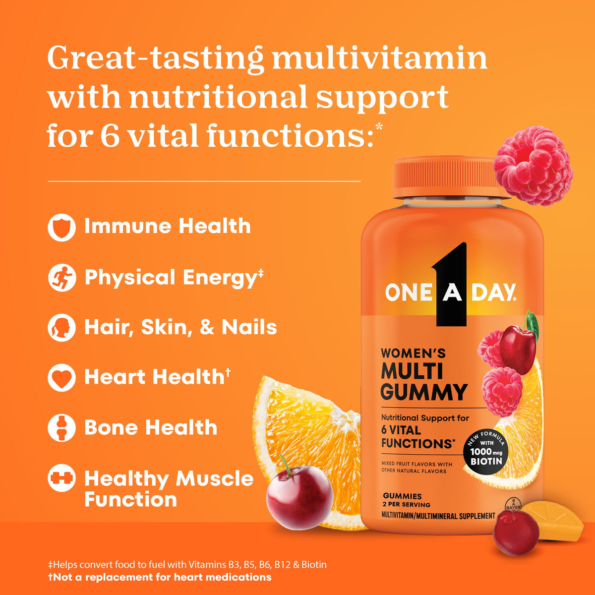 One A Day Womens Multivitamin Gummy with 1000mcg Biotin, for Hair, Skin & Nails, 170 Count