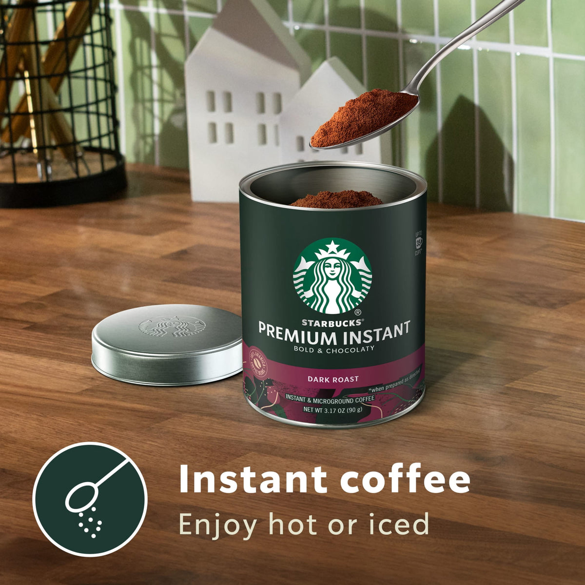 Starbucks Premium Instant Coffee, Dark Roast Coffee, Arabica Beans, 3.17 oz