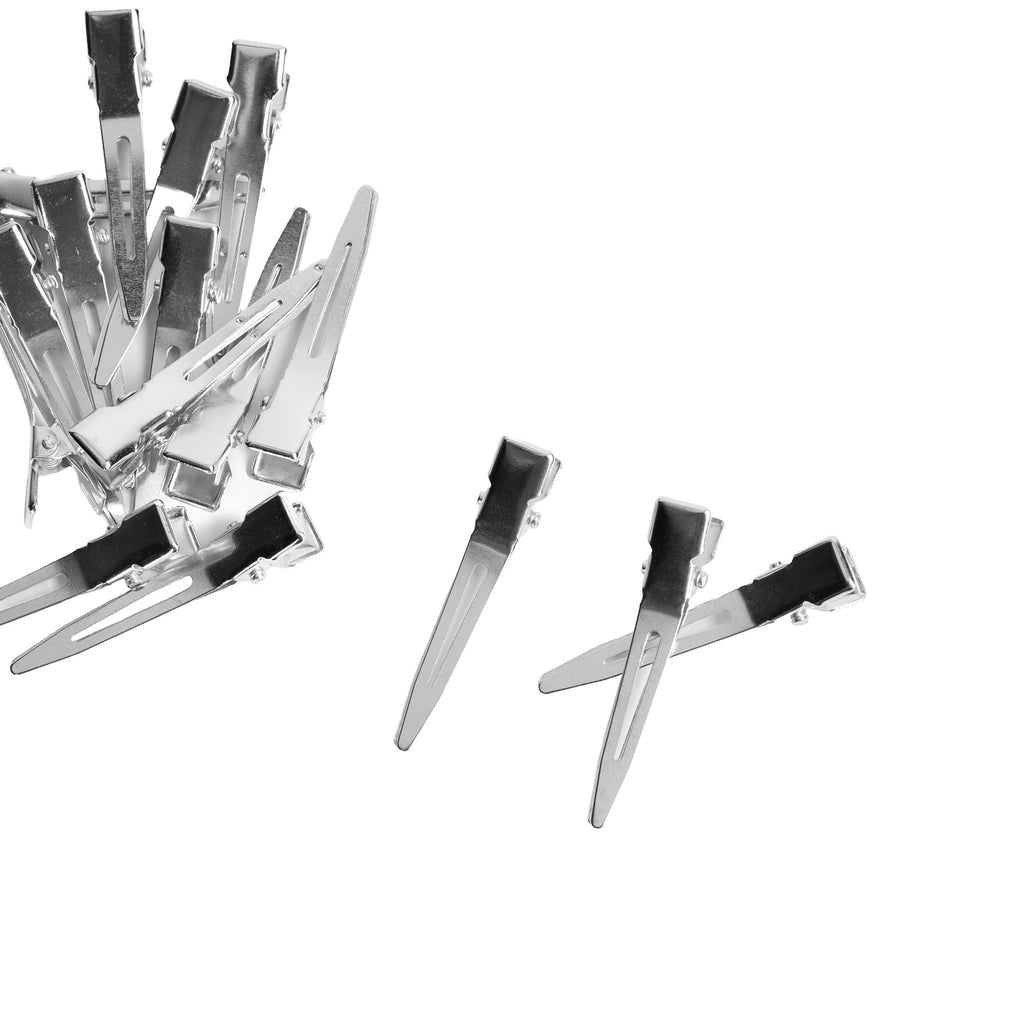 Cousin DIY 1.75 in Single Prong Metal Hair Clip, Bulk Pack of 33, Silver, Small, Adult
