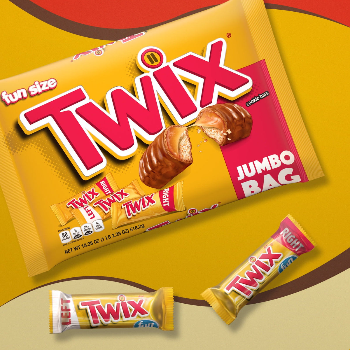 Twix Caramel Fun Size Chocolate Cookie Candy Bars, 18.28 oz Bag